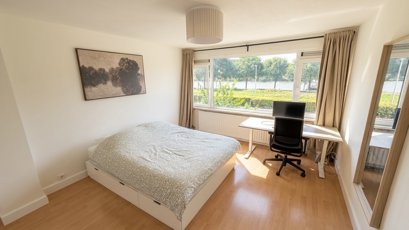 Kamer met zicht op Amsterdam-Rijnkanaal